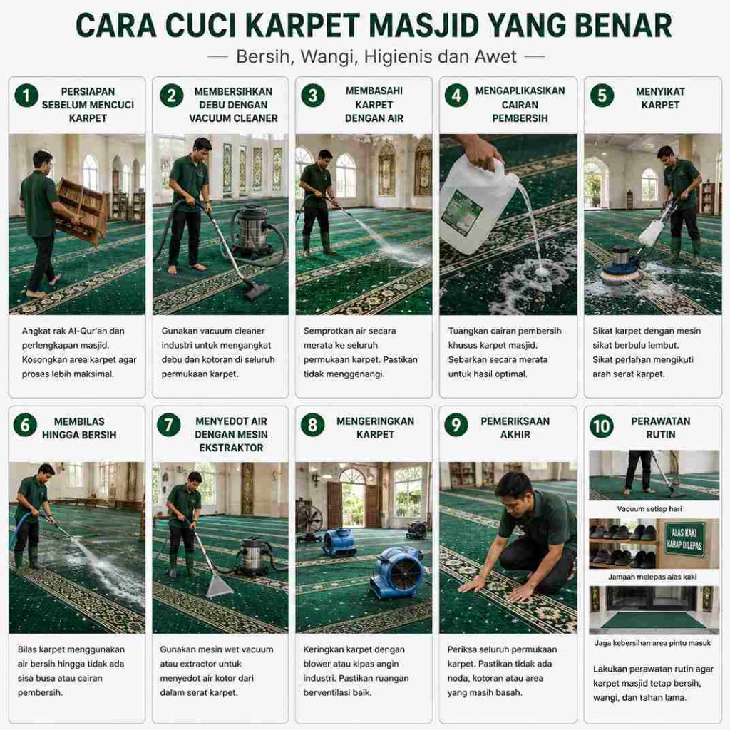 Cuci Karpet Masjid Yang Benar Supaya Karpet Tetap Bersih Dan Nyaman